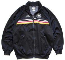画像1: 90s adidasアディダス ドイツサッカー連盟 ロゴ刺繍 トラックジャケット 黒 L★ジャージ (1)