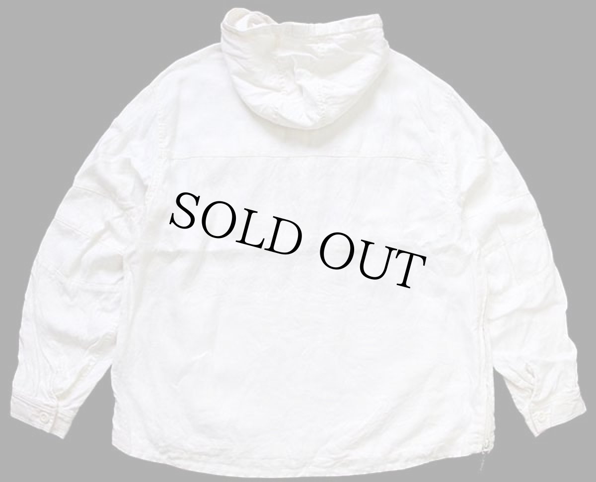 画像2: 00s TOMMY HILFIGERトミーヒルフィガー サルベージパーカータイプ リネンパーカー 生成り XXL (2)