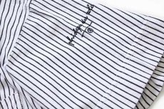 画像6: イタリア製 PDR phisique du role 刺繍 ストライプ モックネック ポケットTシャツ 白×黒 L (6)