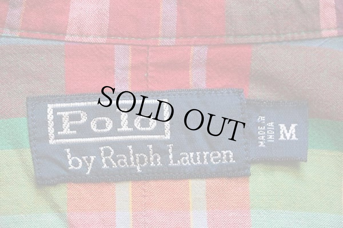 画像4: ポロ ラルフローレン マドラスチェック 半袖 コットンシャツ M★インド綿 (4)