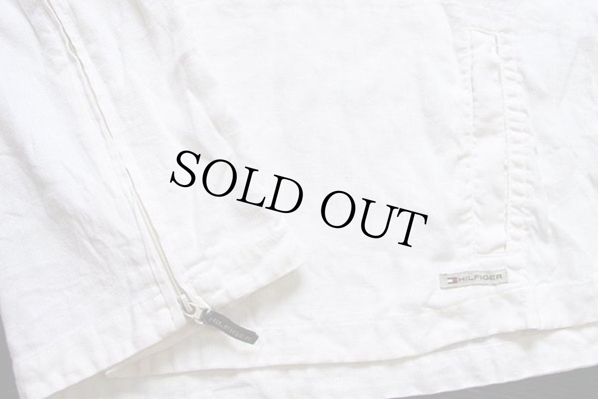 画像6: 00s TOMMY HILFIGERトミーヒルフィガー サルベージパーカータイプ リネンパーカー 生成り XXL (6)