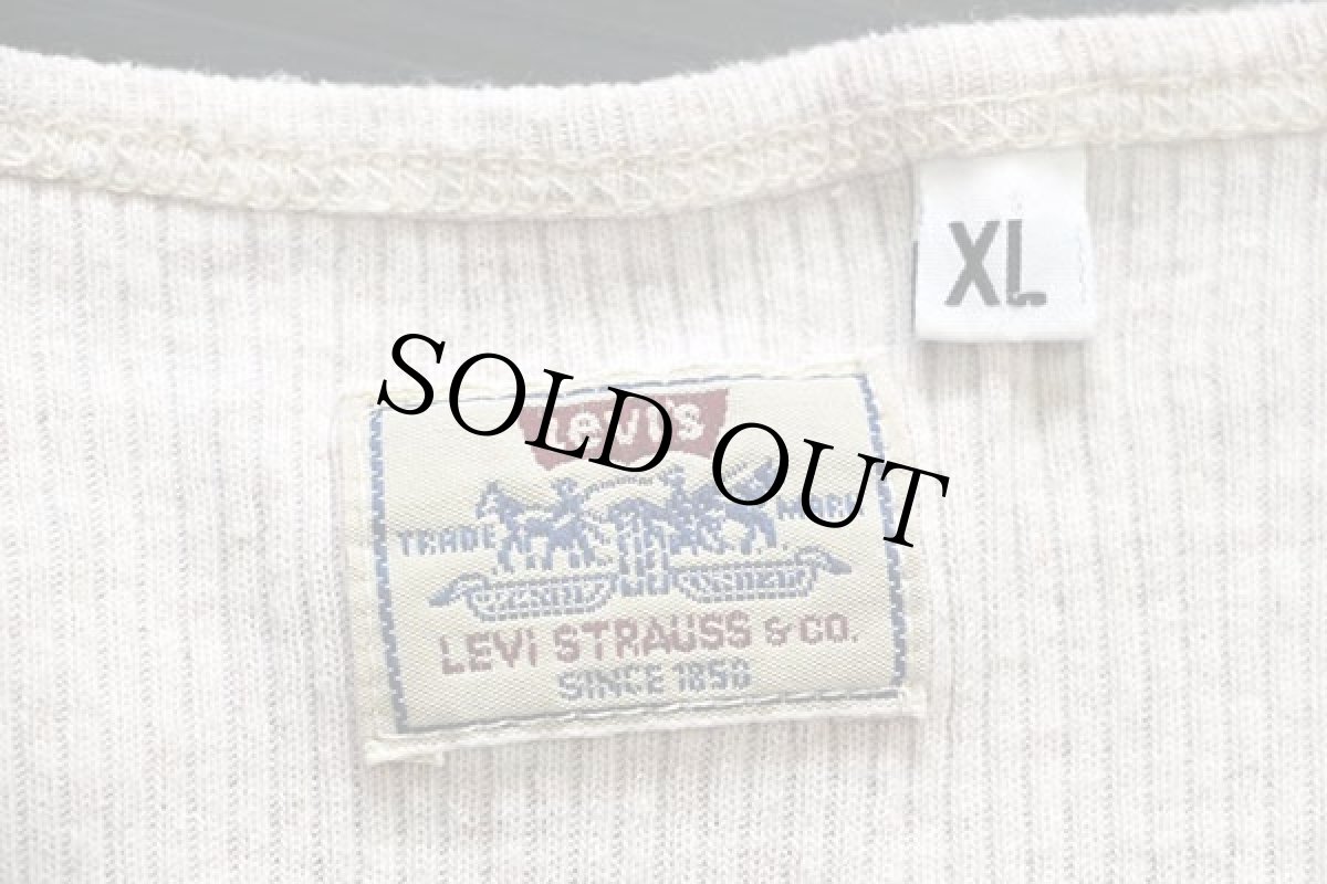 画像4: 90s Levi'sリーバイス レースアップ リブTシャツ 杢ベージュ XL★ユーロ (4)