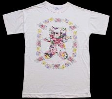 画像2: 90s USA製 MiLACA テディベア 花柄 Tシャツ クリーム (2)