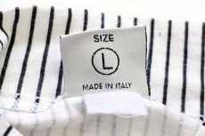 画像5: イタリア製 PDR phisique du role 刺繍 ストライプ モックネック ポケットTシャツ 白×黒 L (5)