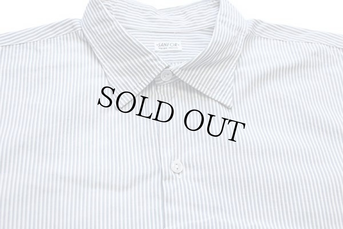 画像3: 50s SANFOR ストライプ マチ付き コットン グランパシャツ (3)