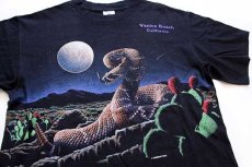 画像1: 90s USA製 Venice Beach California ヘビ 両面プリント アート コットンTシャツ 黒 L (1)