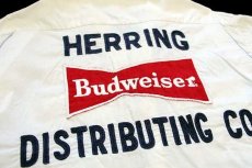 画像4: 60s USA製 Budweiserバドワイザー パッチ付き チェーン刺繍 コットン ボウリングシャツ アイボリー M (4)