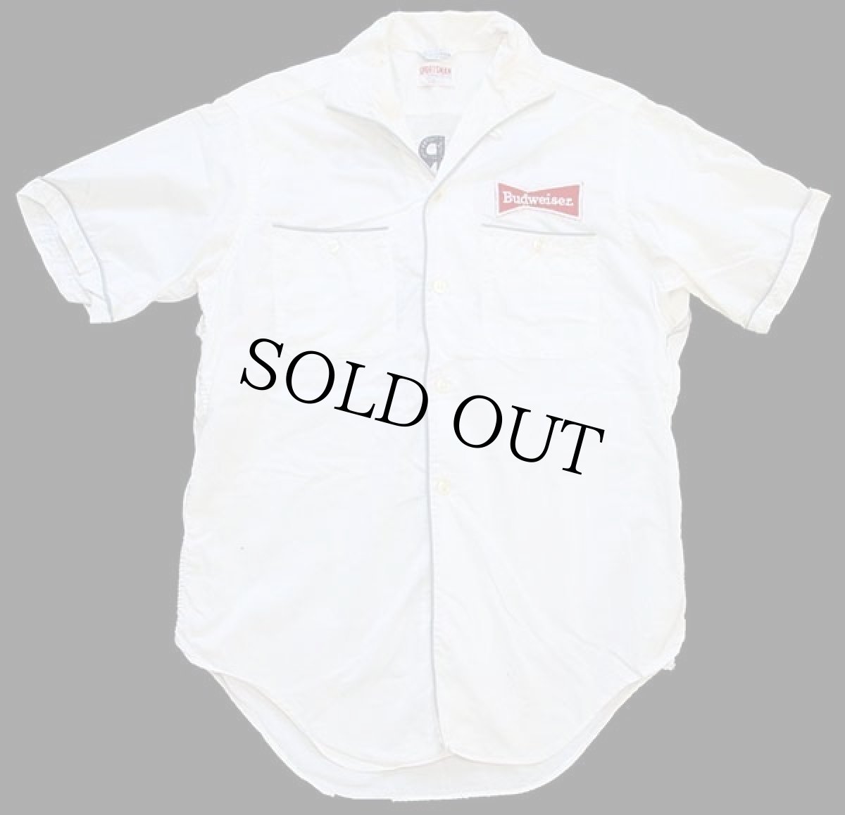画像2: 60s USA製 Budweiserバドワイザー パッチ付き チェーン刺繍 コットン ボウリングシャツ アイボリー M (2)