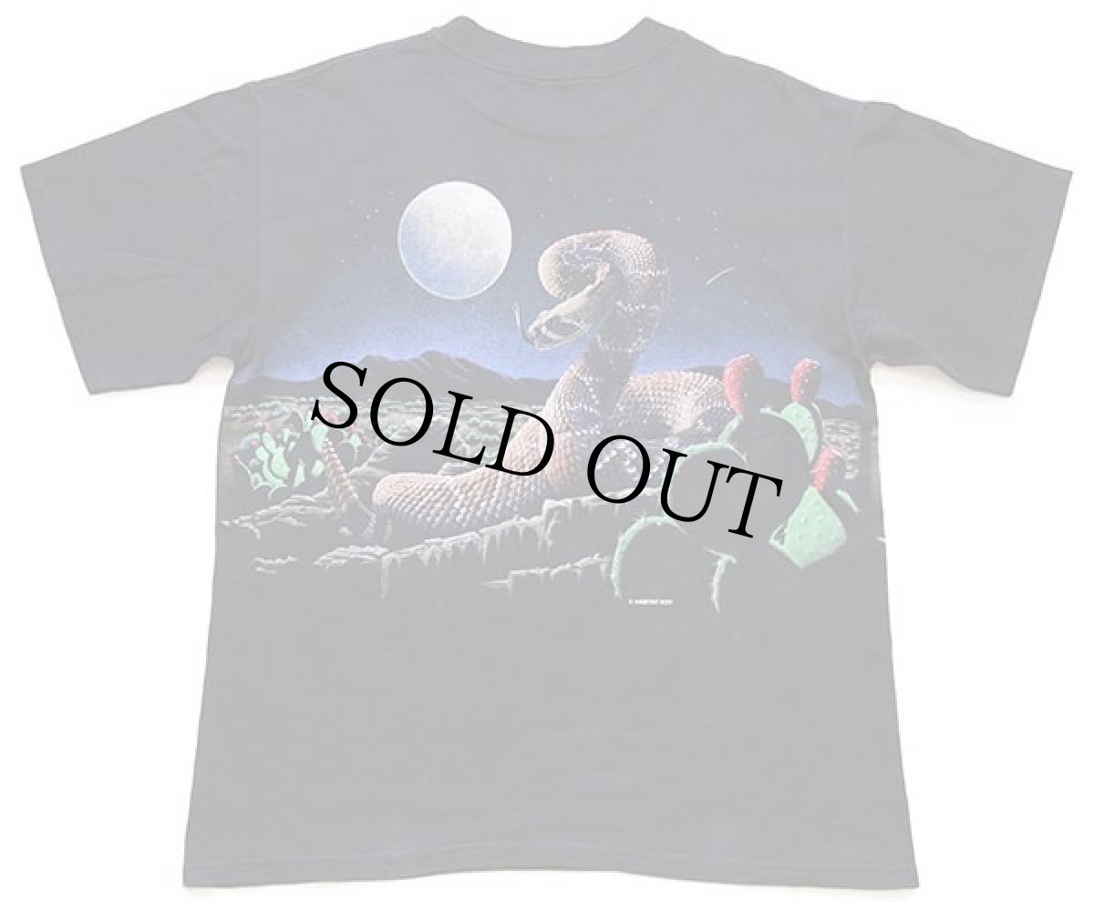 画像3: 90s USA製 Venice Beach California スネーク 両面プリント アート コットンTシャツ 黒 L (3)