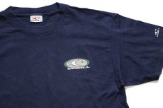 画像1: 90s USA製 O'NEILLオニール ビッグロゴ 両面リフレクタープリント コットンTシャツ 紺 M (1)