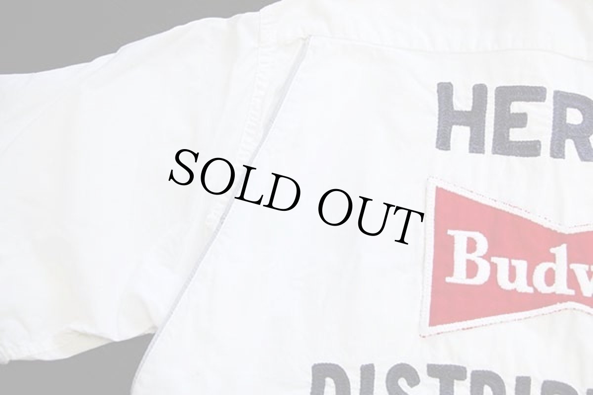 画像6: 60s USA製 Budweiserバドワイザー パッチ付き チェーン刺繍 コットン ボウリングシャツ アイボリー M (6)