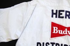 画像6: 60s USA製 Budweiserバドワイザー パッチ付き チェーン刺繍 半袖 コットン ボウリングシャツ アイボリー M (6)