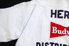 画像6: 60s USA製 Budweiserバドワイザー パッチ付き チェーン刺繍 コットン ボウリングシャツ アイボリー M (6)