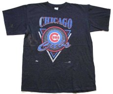 画像2: 90s USA製 MLB CHICAGO CUBS コットンTシャツ 黒 XL (2)