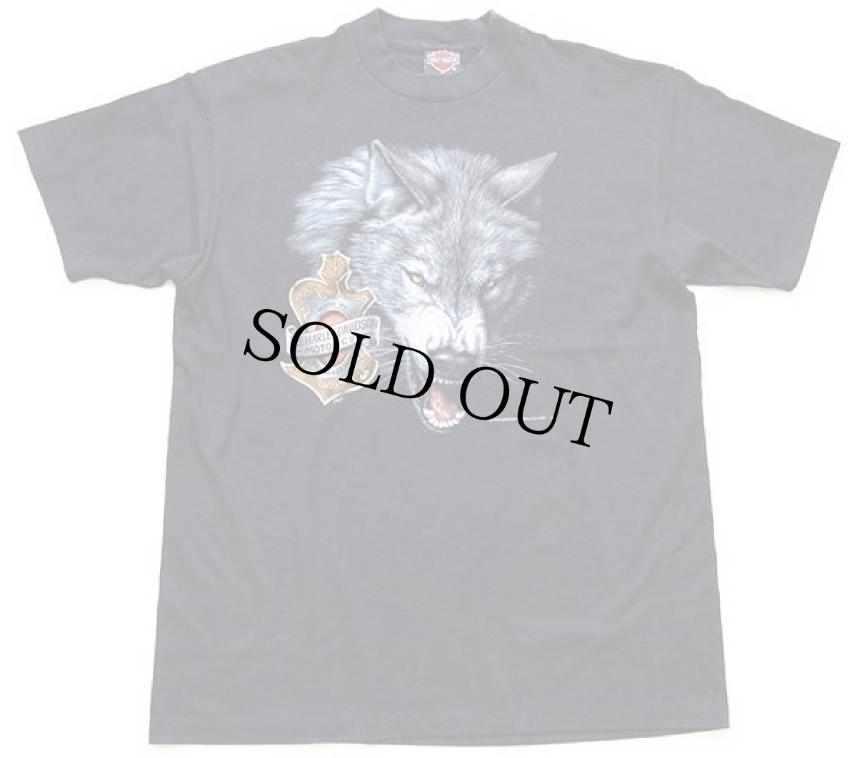 画像2: 90s USA製 HARLEY-DAVIDSON ハーレー ダビッドソン 3D EMBLEM ウルフ Tシャツ 黒 XL (2)