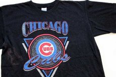 画像1: 90s USA製 MLB CHICAGO CUBS コットンTシャツ 黒 XL (1)