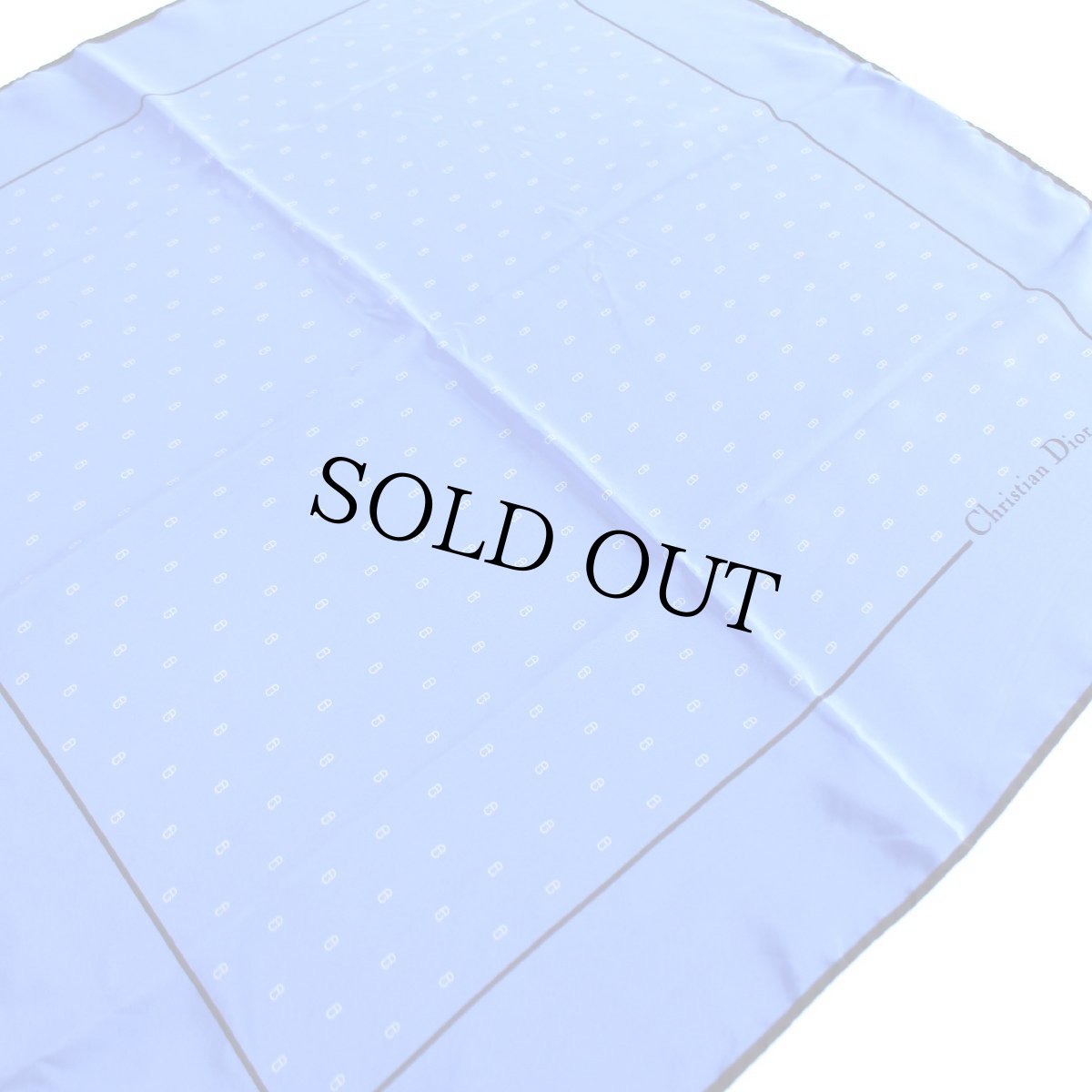 画像3: イタリア製 Christian Dior ロゴ シルク スカーフ 青 (3)