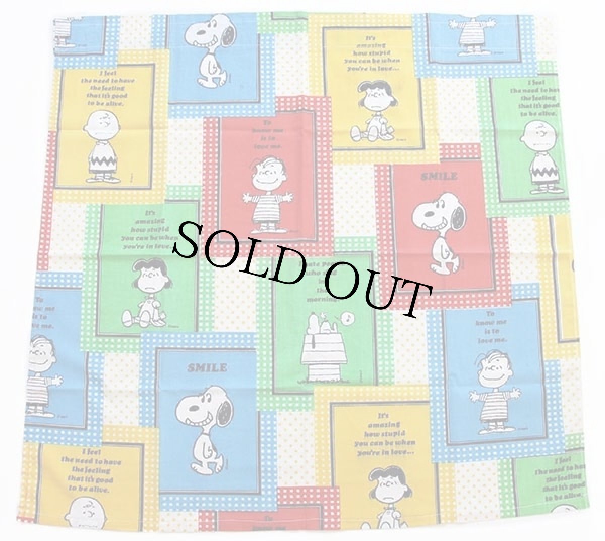 画像2: 70s スヌーピー チャーリーブラウン ルーシー 染み込みプリント 生地★B (2)