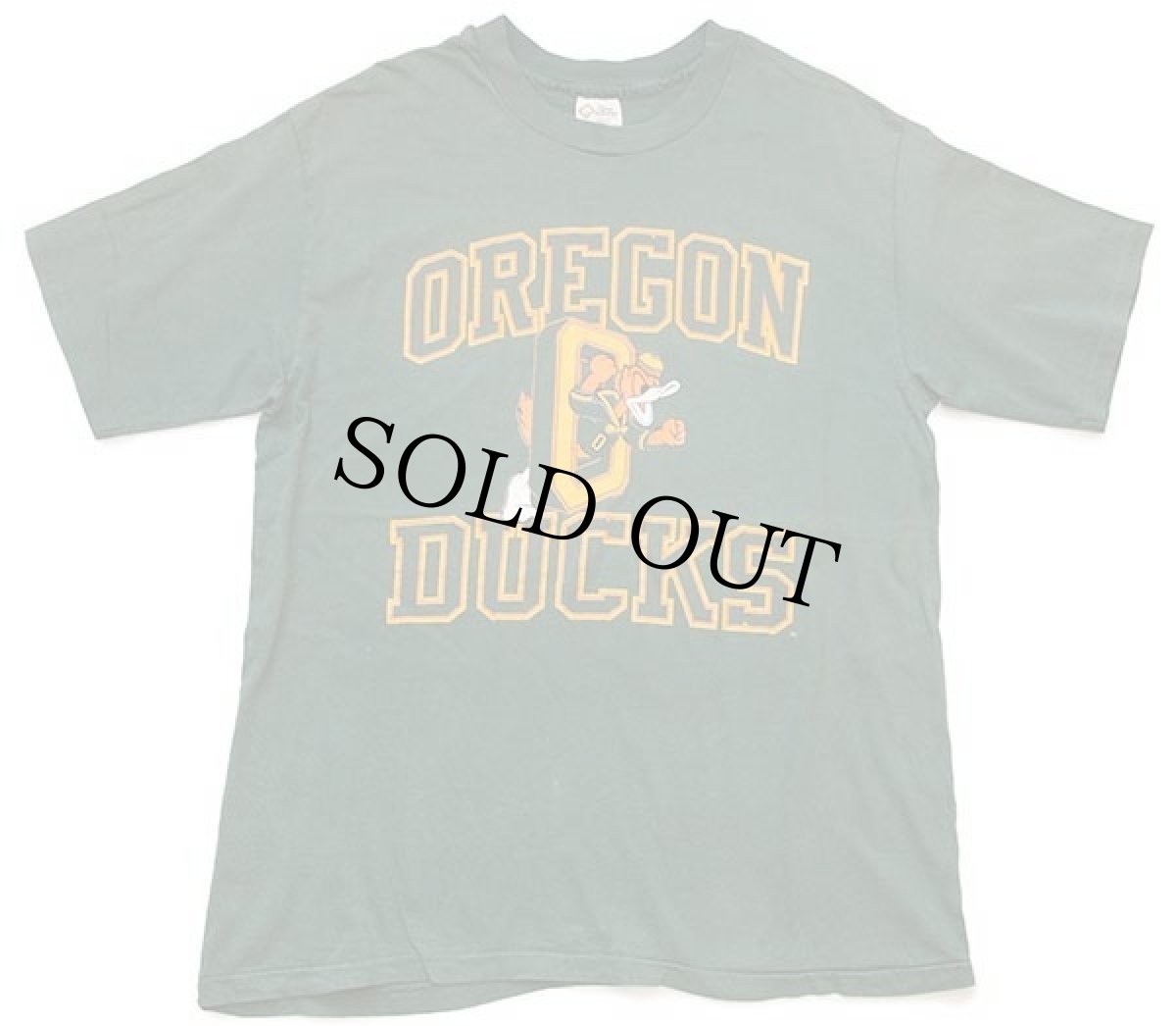 画像2: 90s USA製 The Cotton Exchange OREGON DUCKS コットンTシャツ 緑 フェード XL (2)
