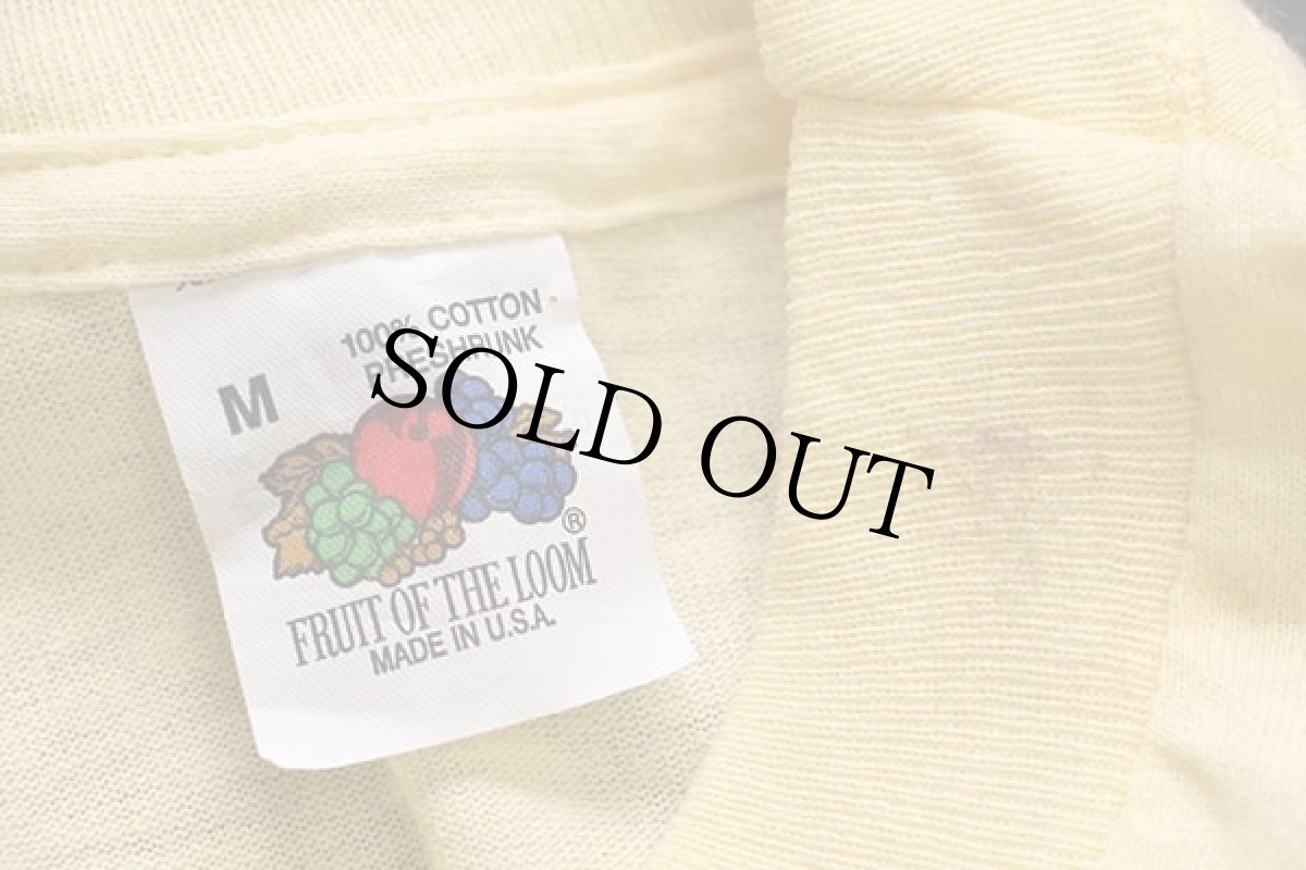 画像5: デッドストック★90s USA製 FRUIT OF THE LOOM 無地 コットン ポケットTシャツ 薄黄 M (5)