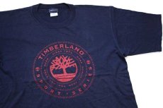 画像1: 90s USA製 TIMBERLANDティンバーランド ロゴ コットンTシャツ 紺 (1)