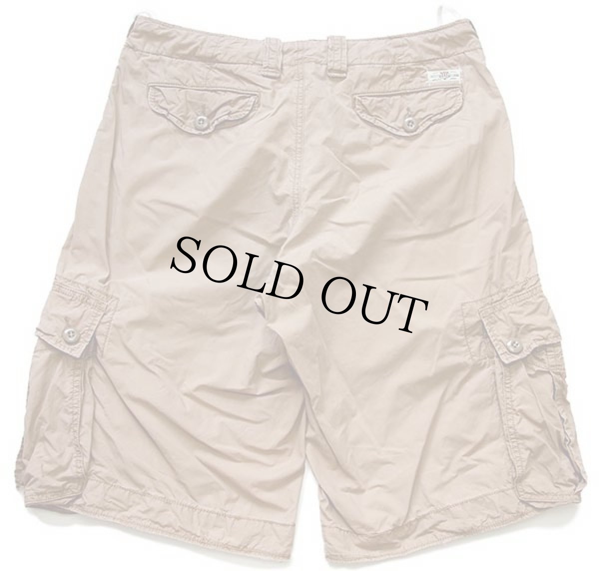 画像2: 00s POLO JEANSポロ ジーンズ ラルフローレン USED加工 コットンポプリン カーゴ ショートパンツ 薄茶 33★ショーツ (2)