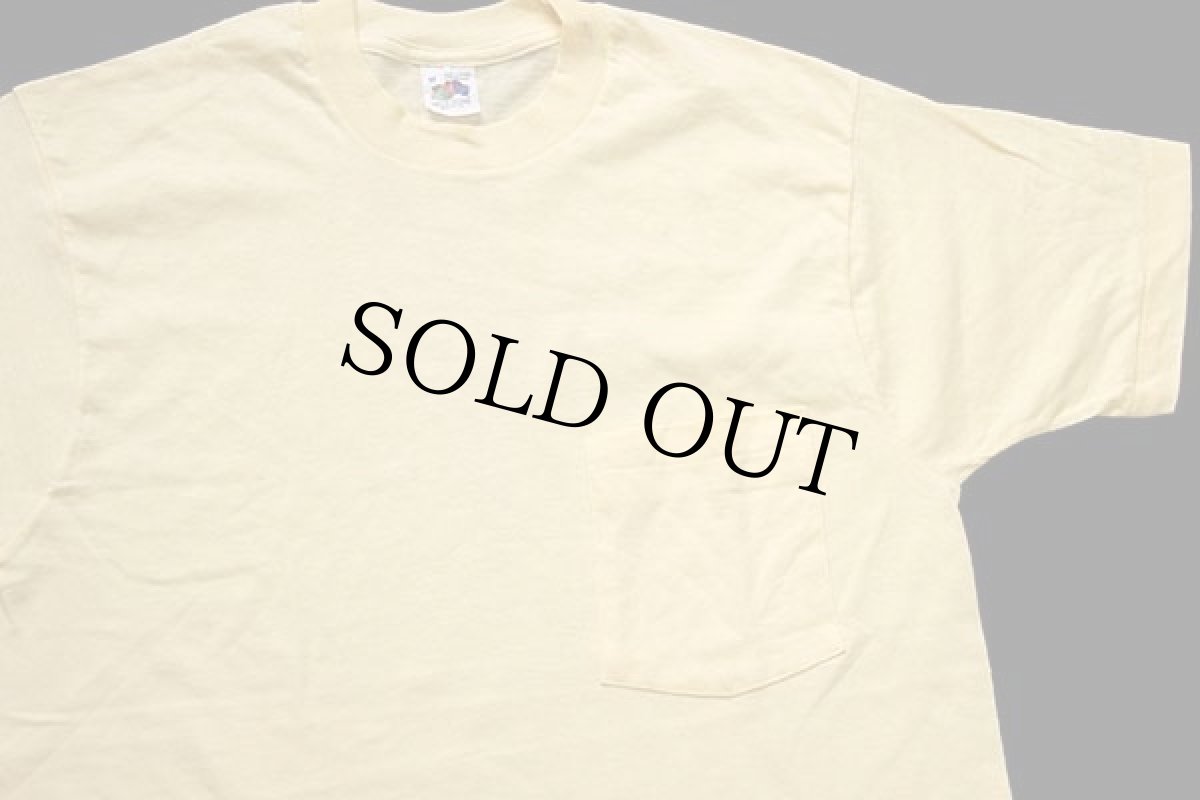 画像4: デッドストック★90s USA製 FRUIT OF THE LOOM 無地 コットン ポケットTシャツ 薄黄 M (4)