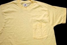 画像4: デッドストック★90s USA製 FRUIT OF THE LOOM 無地 コットン ポケットTシャツ 薄黄 M (4)