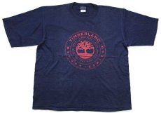 画像2: 90s USA製 TIMBERLANDティンバーランド ロゴ コットンTシャツ 紺 (2)