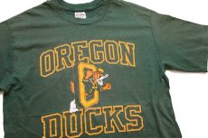 画像1: 90s USA製 The Cotton Exchange OREGON DUCKS コットンTシャツ 緑 フェード XL (1)