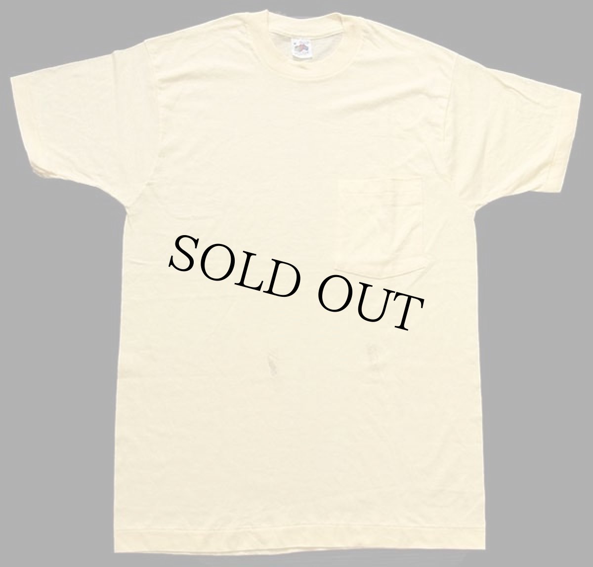 画像2: デッドストック★90s USA製 FRUIT OF THE LOOM 無地 コットン ポケットTシャツ 薄黄 M (2)