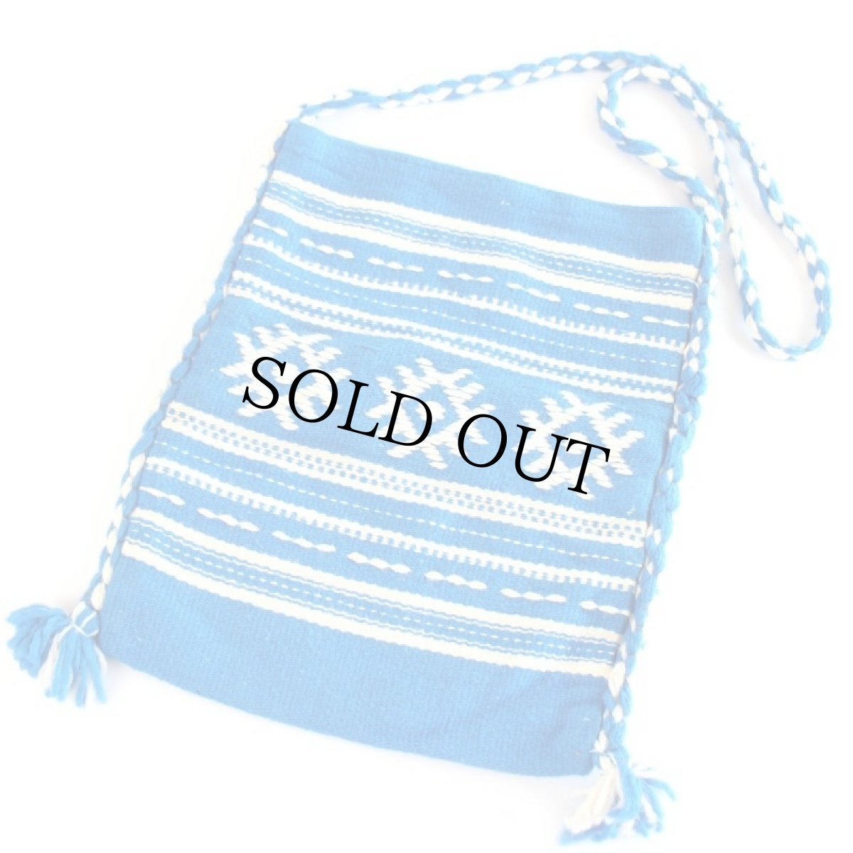 画像3: ギリシャ製 フォークロア柄 ラグ ショルダーバッグ 青×白 (3)