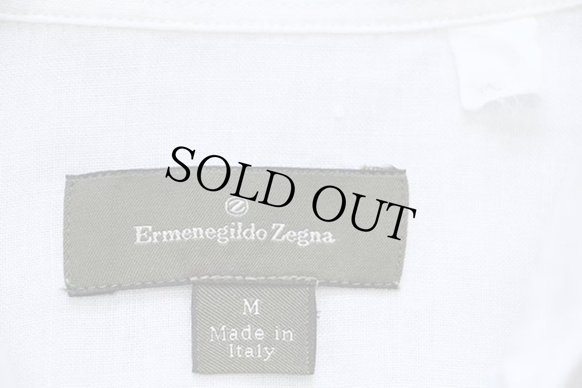画像4: イタリア製 Ermenegildo Zegna リーフ刺繍 半袖 リネンシャツ 白 M (4)