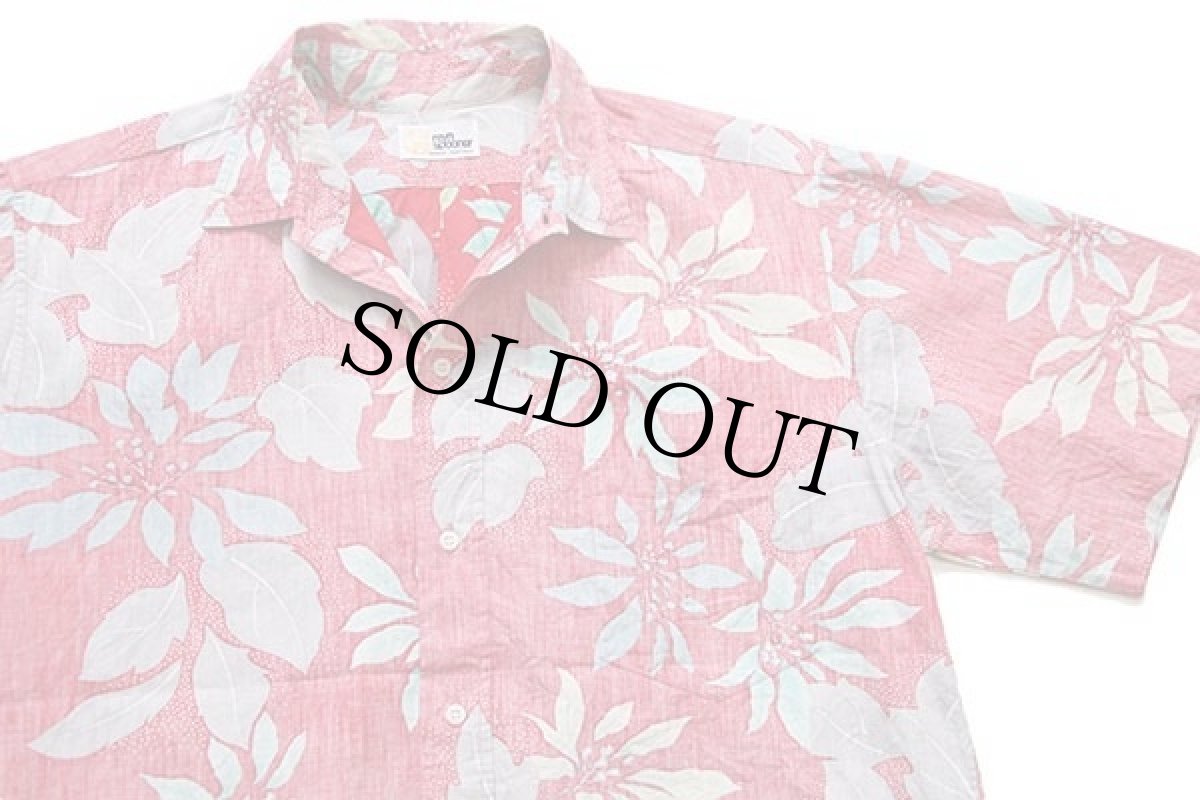 画像3: 80s reyn spoonerレインスプーナー ヌードタグ フラワー×リーフ柄 裏生地 コットン アロハシャツ (3)