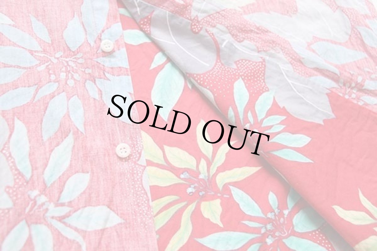 画像5: 80s reyn spoonerレインスプーナー ヌードタグ フラワー×リーフ柄 裏生地 コットン アロハシャツ (5)