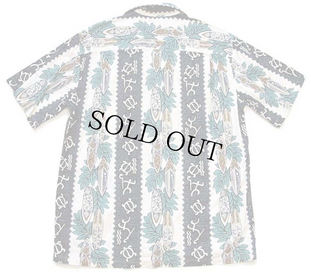 画像2: USA製 UNDER THE SUN サーフボード×リーフ柄 コットン アロハシャツ (2)