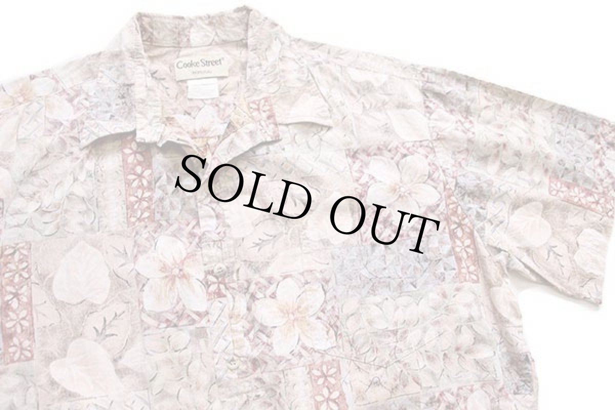 画像3: ハワイ製 Cooke Street フラワー×リーフ柄 裏生地 コットン アロハシャツ XL (3)