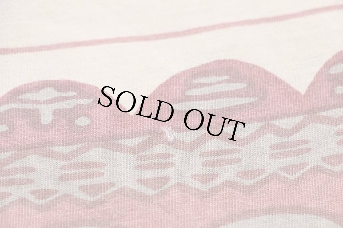 画像6: 80s UNKNOWN 総柄 ボーダー コットンTシャツ M (6)