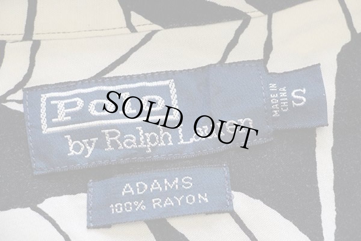 画像4: 00s ポロ ラルフローレン ADAMS モンステラ柄 オープンカラー レーヨンシャツ 黒 S (4)