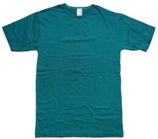 画像2: デッドストック★90s USA製 CHEROKEE 無地 コットンTシャツ 青緑 S (2)