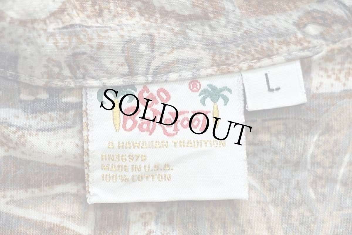 画像4: 80s USA製 GO BaReFOOT 総柄 プルオーバー 裏生地 コットン アロハシャツ L (4)