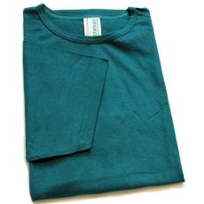 画像1: デッドストック★90s USA製 CHEROKEE 無地 コットンTシャツ 青緑 S (1)