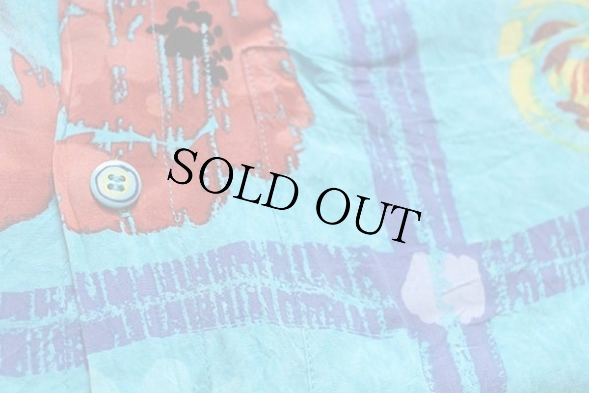 画像5: 80s JAMS WORLD 水彩画 アート 半袖 レーヨンシャツ S (5)