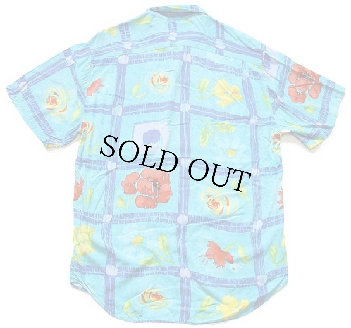 画像2: 80s JAMS WORLD 水彩画 アート 半袖 レーヨンシャツ S (2)