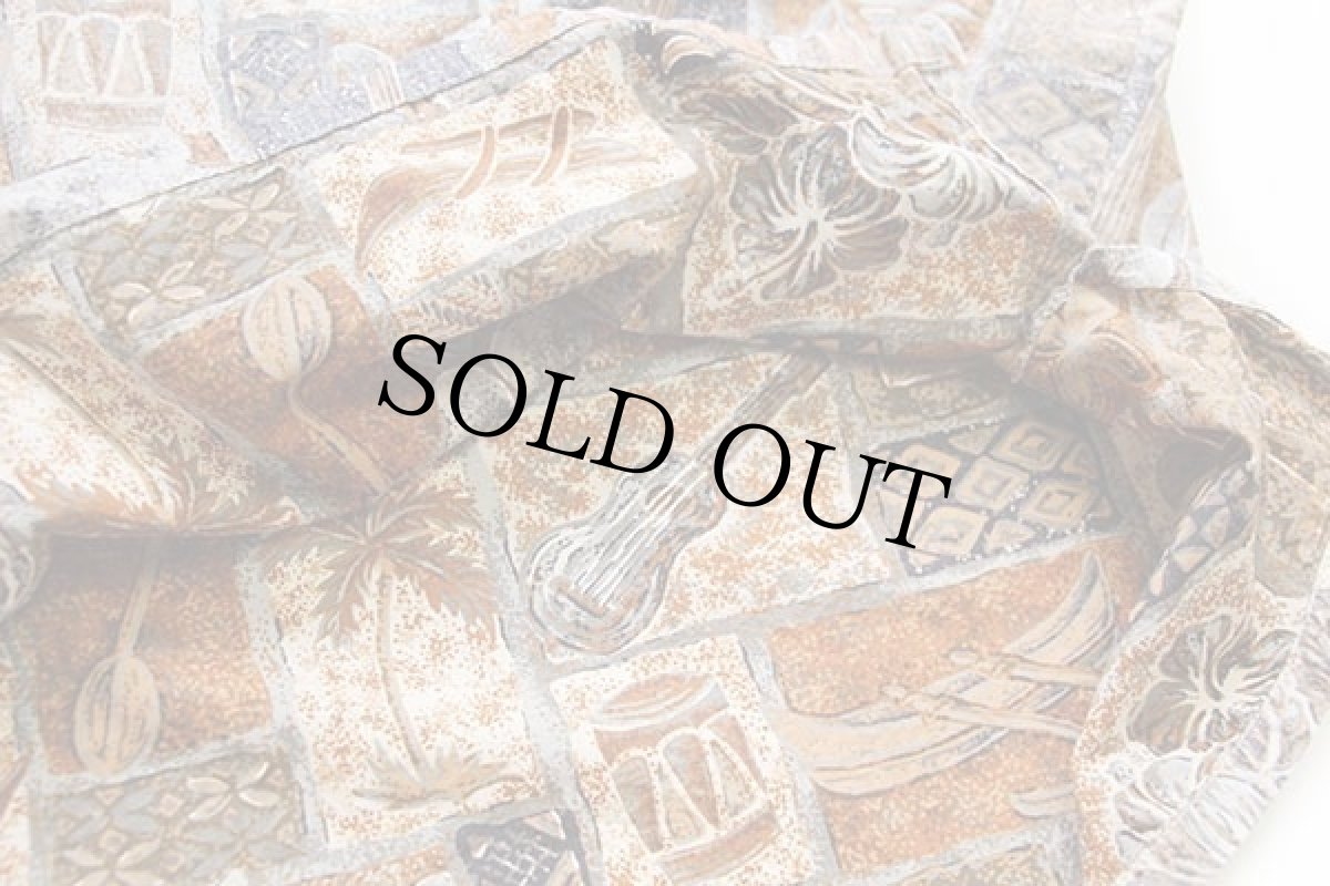 画像5: 80s USA製 GO BaReFOOT 総柄 プルオーバー 裏生地 コットン アロハシャツ L (5)