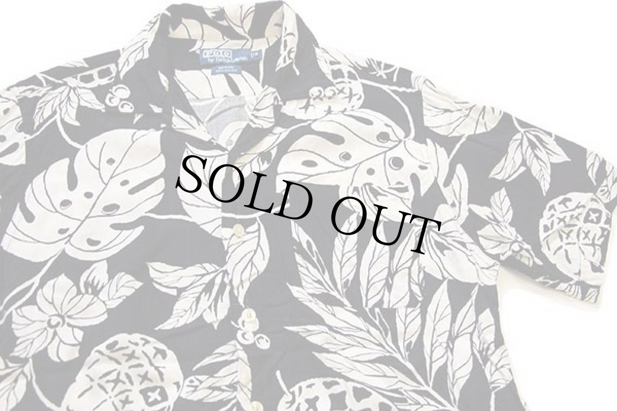 画像3: 00s ポロ ラルフローレン ADAMS モンステラ柄 オープンカラー レーヨンシャツ 黒 S (3)