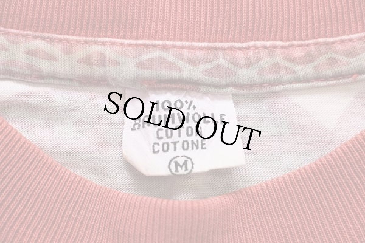 画像4: 80s UNKNOWN 総柄 ボーダー コットンTシャツ M (4)