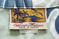 画像4: ハワイ製 Winnie Fashion ハイビスカス×リーフ×ウミガメ柄 コットン アロハシャツ XL (4)