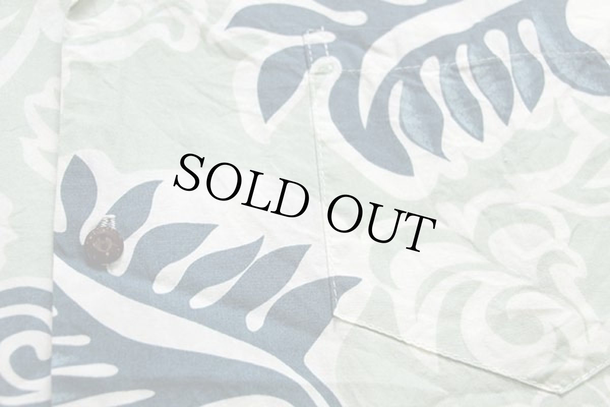 画像5: ハワイ製 Winnie Fashion ハイビスカス×リーフ×ウミガメ柄 コットン アロハシャツ XL (5)