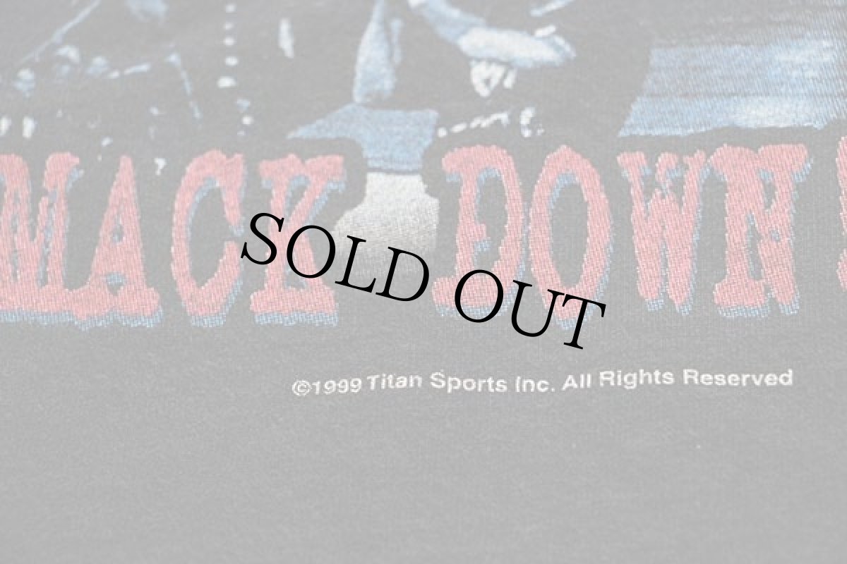 画像6: 90s USA製 THE ROCK LAYIN' THE SMACK DOWN! プロレス 両面プリント コットンTシャツ 黒 3XL★特大 (6)